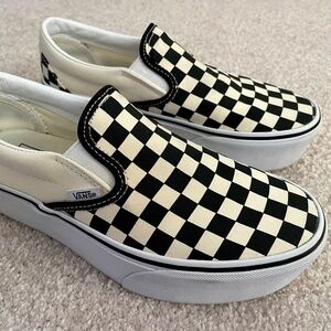 Platform Checkerboard Slip On Vans Womens Size 8
